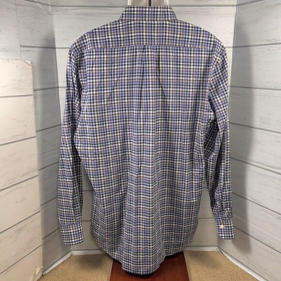 Peter Millar Men's Large Button Down Shirt Long Sleeve Checkered Cotton Purple - Picture 5 of 8